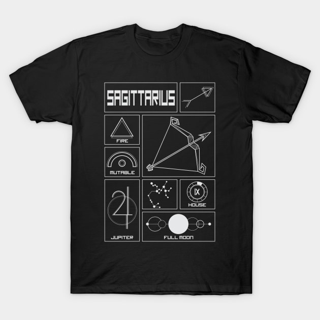 Sagittarius Profile - Astrology Signs T-Shirt by alcateiaart